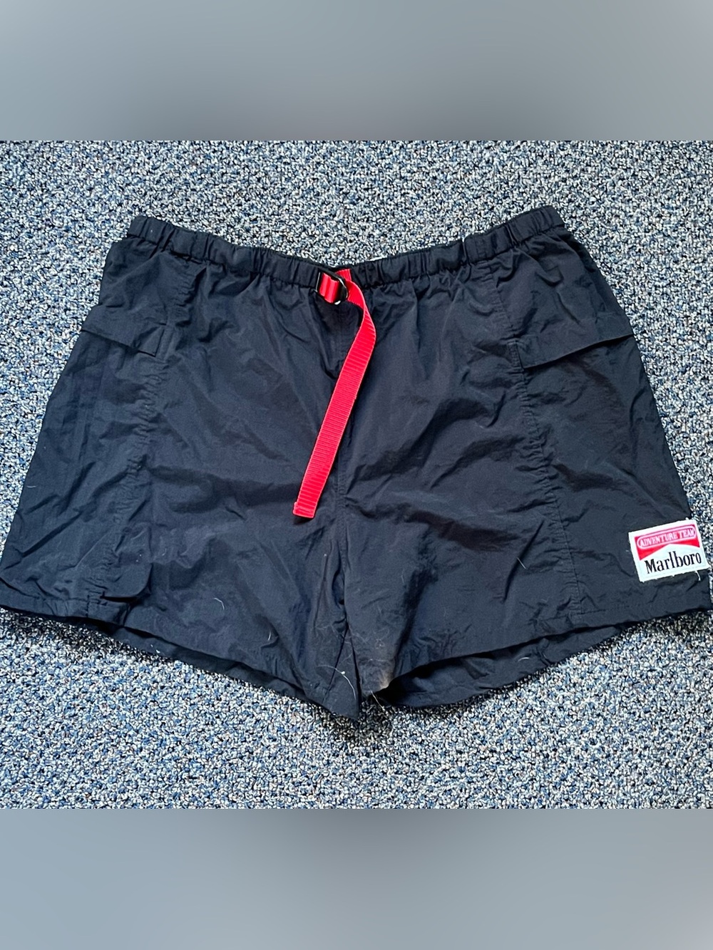 Vintage Marlboro Black Swim Shorts with Red Drawcord